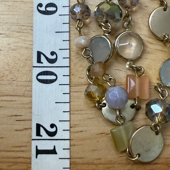 Loft Double-Strand Necklace With Iridescent Beads & Gold Accents - 20 Inches - Picture 7 of 8